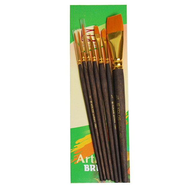 Set of brushes "KOLOS" 7061, synthetic 7pcs, round (№2/0,2,4) corner (№1/4) square (№2,3/4,6) (1/12)