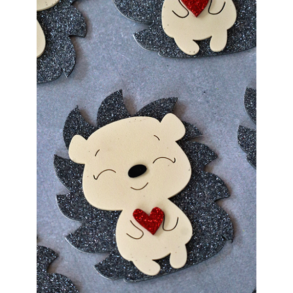Blank "Diamond handles" /123108/ "Hedgehog with a heart", 10 cm., 10 pcs in a pack. gray