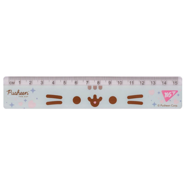 Ruler 15cm "YES" /370682/ "Pusheen", blue (1/20/100)