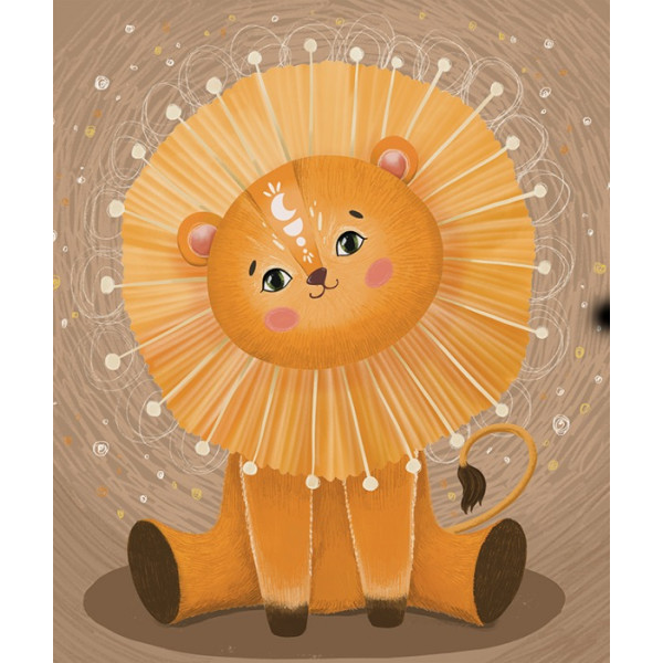 Diamond mosaic "Go to art" /177171/ "Lion cub-sunny" 21*25 cm on cardboard
