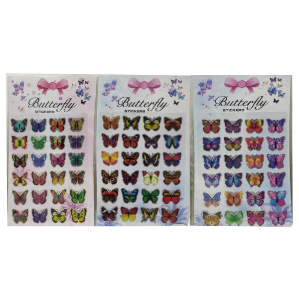 Sticker /ST-4607/ "3D Butterflies" 24.5*14cm, mix (12)
