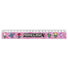 Линейка 20см "YES" /370684/ "Minecraft.Spring", розовая (1/20/100)