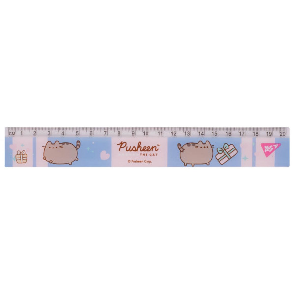 Ruler 20cm "YES" /370683/ "Pusheen", pink-blue (1/20/100)