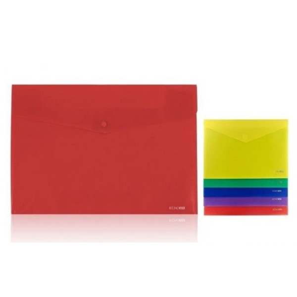 Button-envelope folder A4 "ECONOMIX" /E31301/ transparent, gloss, mix (12/120)