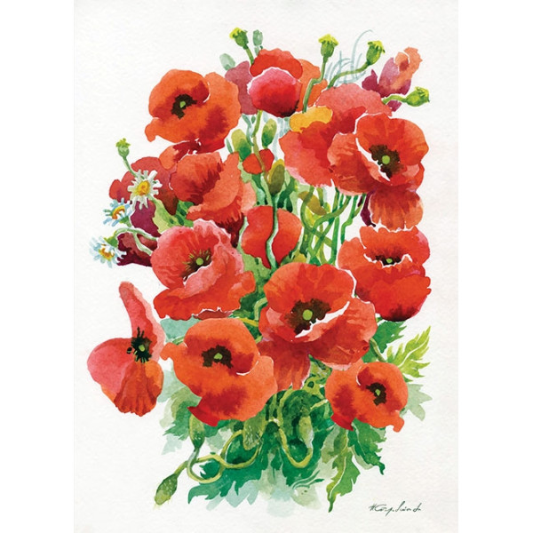 Diamond mosaic "Go to art" /189596/ "Poppies" 20*30 cm on a stretcher