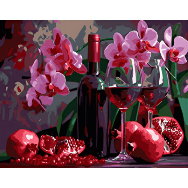 Painting by numbers "Ideyka" /KHO5696/ "Wine and orchids" 30*40cm