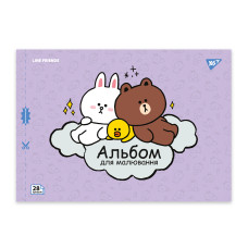 Альбом для рисования А4/28л "YES" /130605/ на скобе, с перфорацией, 100гр/м2, Line Friends (4/96)