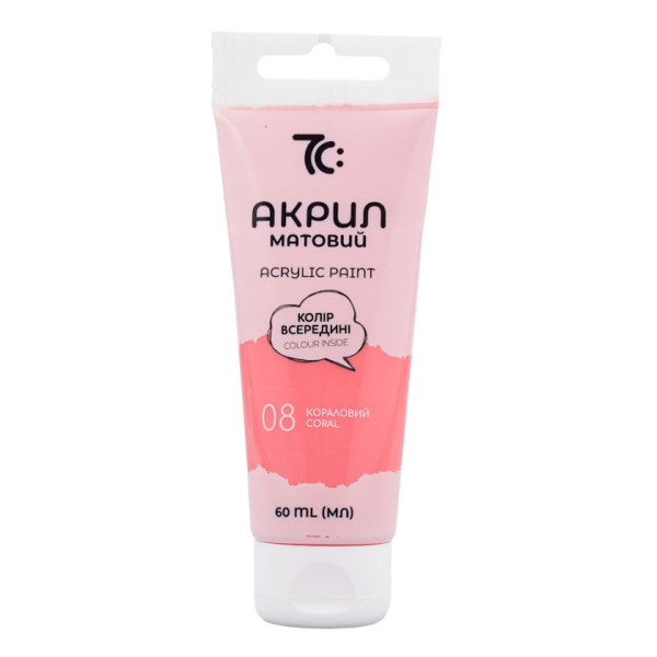 ACRYLIC for decoration "7C:" /7C50108/ Coral matte, 60 ml in a tube (1/4)