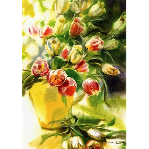 Diamond mosaic "Go to art" /189612/ "Tulips" 20*30 cm on a stretcher