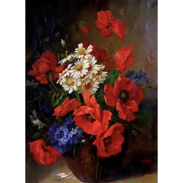 Алмазна мозаїка "Go to art" /189733/ "Букет маків" 20*30см на підрамнику