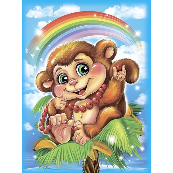 Diamond mosaic "Go to art" /189577/ "Beautiful monkey" 21*25cm on 5D cardboard