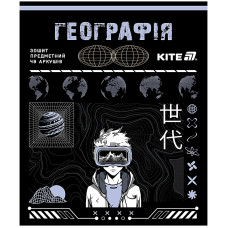 Тетрадь уч. "Kite" 48л.# /K25-240-25/ ПРЕДМЕТКА софт тач+УФ, Cyber, география (10/200)