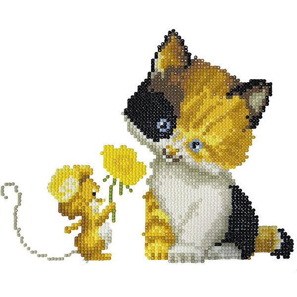Diamond mosaic "Go to art" /188533/ "Let's be friends" 21*25 cm on 5D cardboard