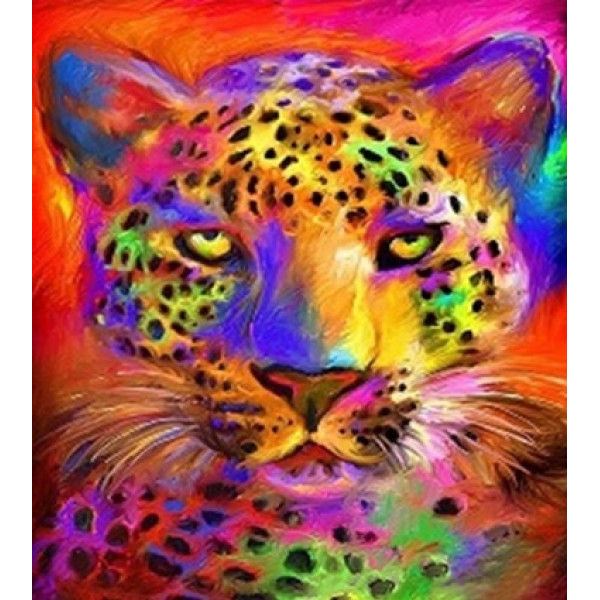 Diamond mosaic "Go to art" /188653/ "Rainbow leopard" 21*25 cm on 5D cardboard