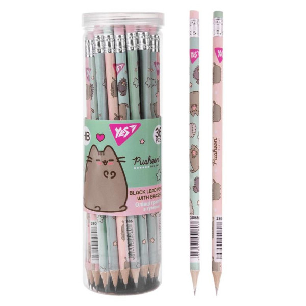 Pencil "Yes" /280686/ "Pusheen" round with eraser 36pcs/tube (36/540/2160)