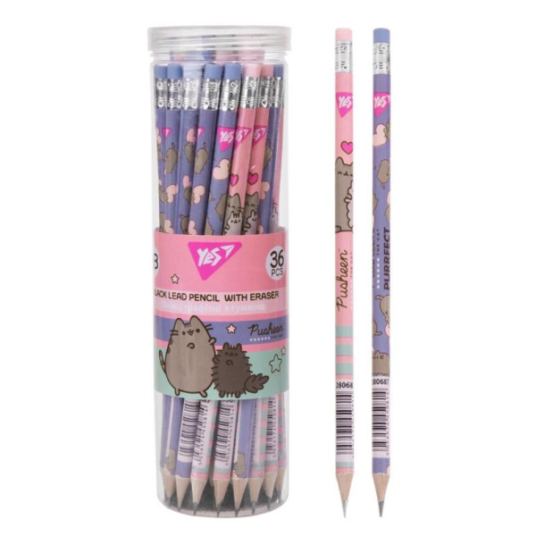 Pencil "Yes" /280687/ "Pusheen" round with eraser 36pcs/tube (36/540/2160)