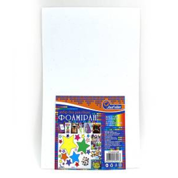 Flexica (foamiran) "JO" /17GLKA4-046/ EVA 1.7mm A4 GLITTER with glue "White" 10 pcs/pack (1/96)