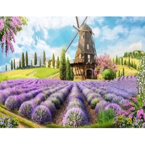 Diamond mosaic "Go to art" /189055/ "Lavender field" 21*25 cm on 5D cardboard