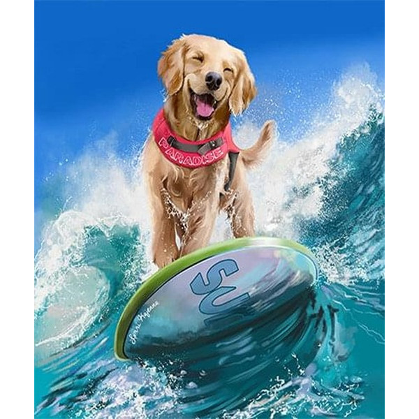 Diamond mosaic "Go to art" /178175/ "On the wave" 21*25 cm on 5D cardboard