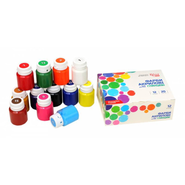 Set of acrylic paints "ROSA TALENT" /90747256/ glossy, 9 colors*20ml (1/16)
