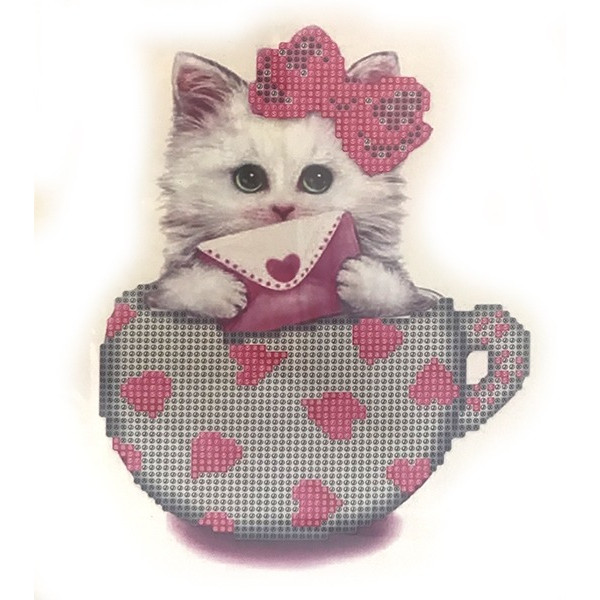 Diamond mosaic "Go to art" /188160/ "Kitten with valentine" 21*25 cm on 5D cardboard