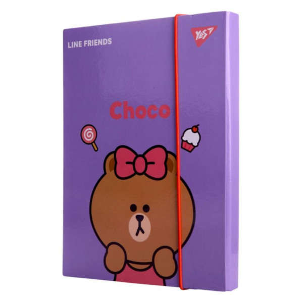 Folder for notebooks on rubber B5 "Yes" /500242/ cardboard, "Line Friends" (1/12)