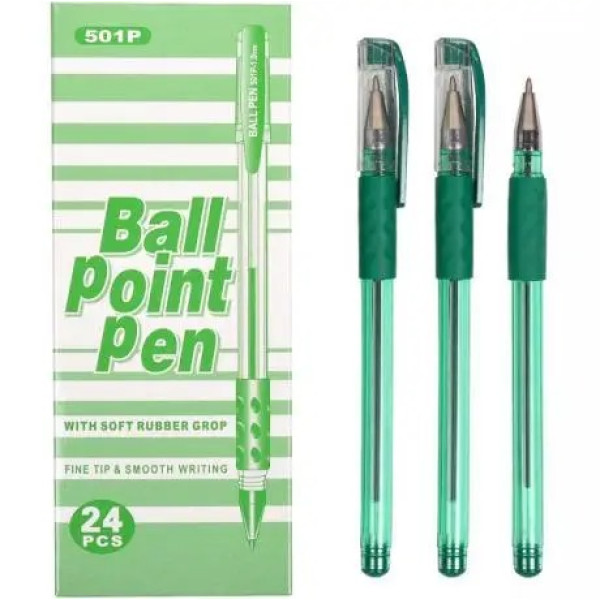 Ballpoint pen "Tianjiao" No.-501P with rubber grip (green) (24)