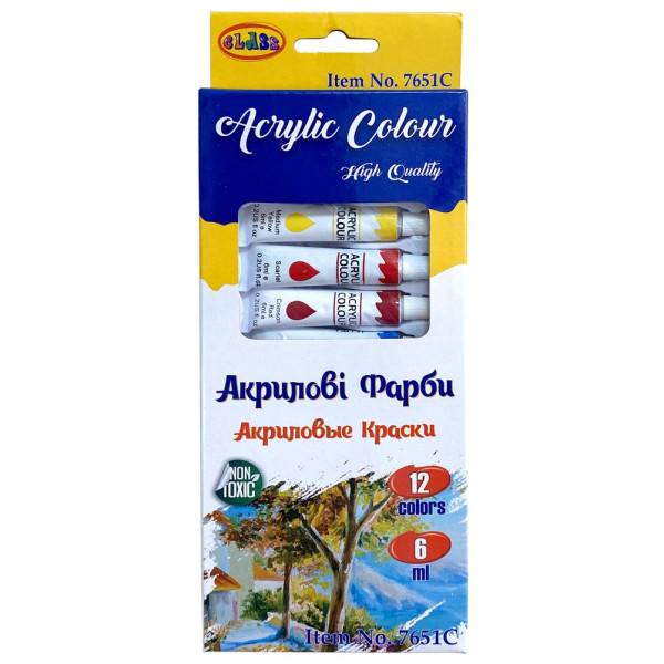Set of acrylic paints "CLASS" /7651C/ 12 colors*6ml, alum. tuba, (1/12/60)