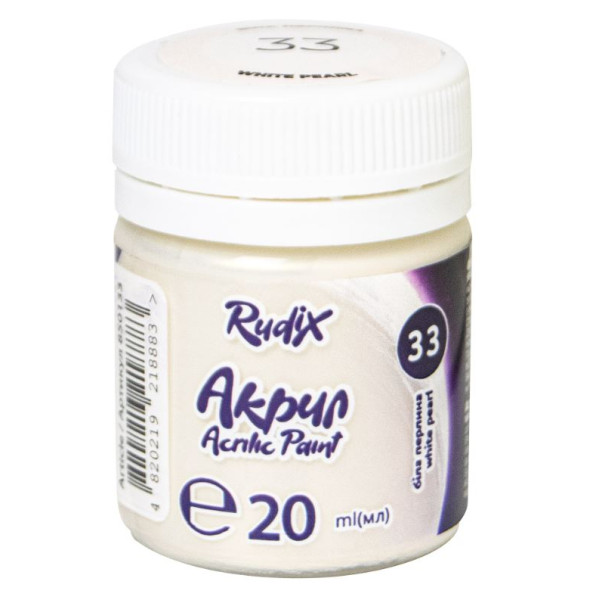 ACRYLIC for decoration "RUDIX" /850133/ White pearl, 20 ml (1/12/48)