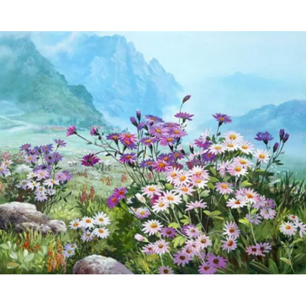 Diamond mosaic "Go to art" /187041/ "Morning in the mountains" 30*40 cm on a stretcher