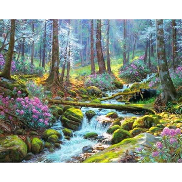 Diamond mosaic "Go to art" /177288/ "Forest river" 30*40 cm on a stretcher (GM72850)