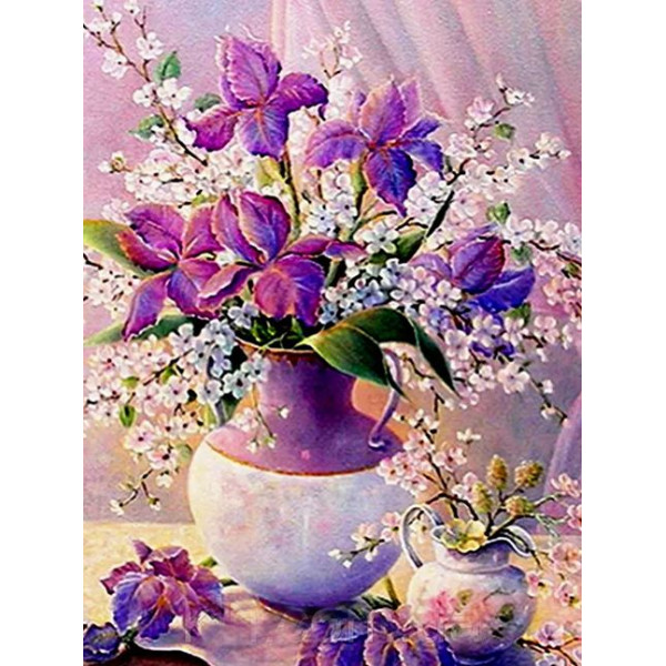 Diamond mosaic "Go to art" /187082/ "Bouquet with irises" 30*40 cm on a stretcher