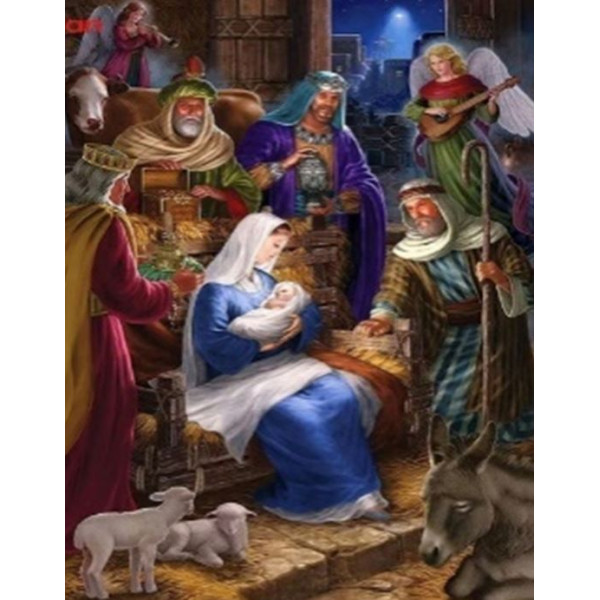 Diamond mosaic "Go to art" /177254/ "Christ is born" 40*50 cm on a stretcher (GL)