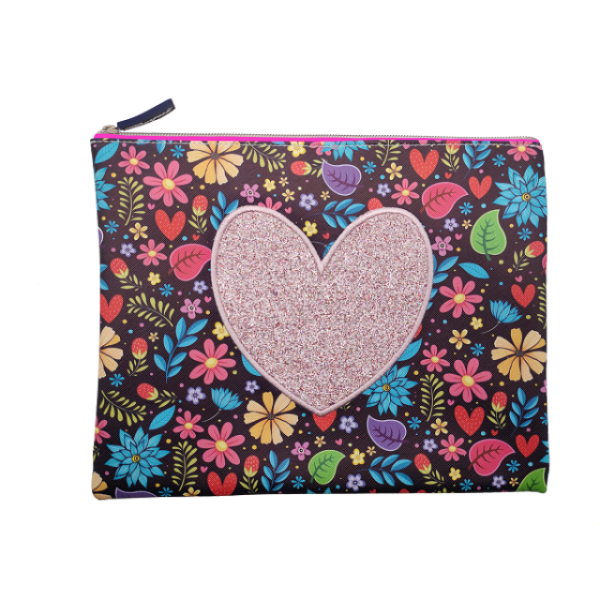 School folder with zipper B5 "Bourgeois" /WB-1945-A5/ "Heart" soft, 1 section, PU, 25x20 cm (1/120)