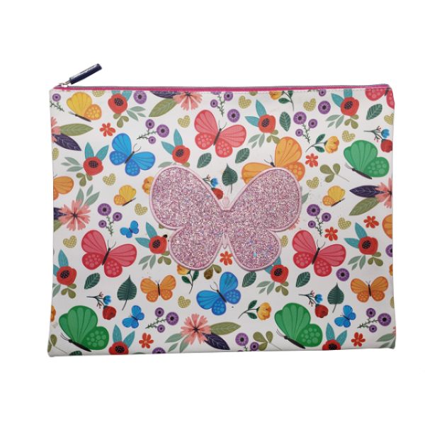 School folder with zipper A4+ "Bourgeois" /WB-1945-A4/ "Butterfly" soft, 1 compartment, PU (1/60)