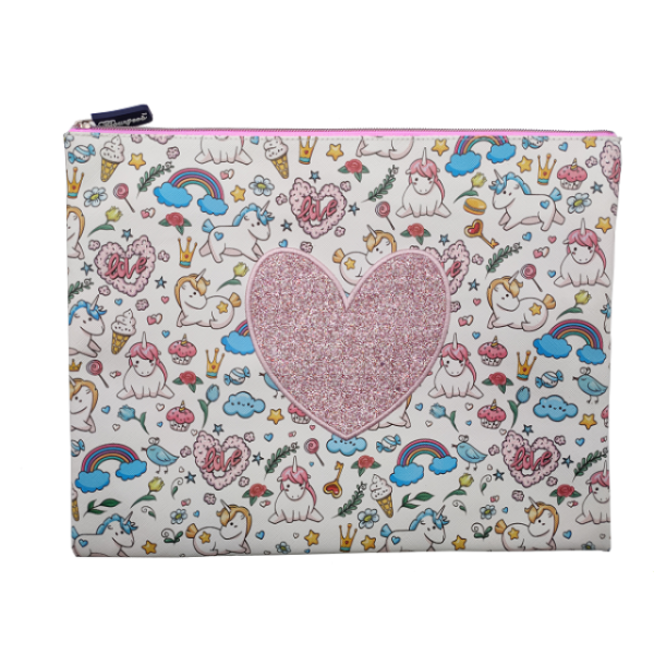 School folder with zipper A4+ "Bourgeois" /WB-1945-A4/ "Heart" soft, 1 compartment, PU (1/60)