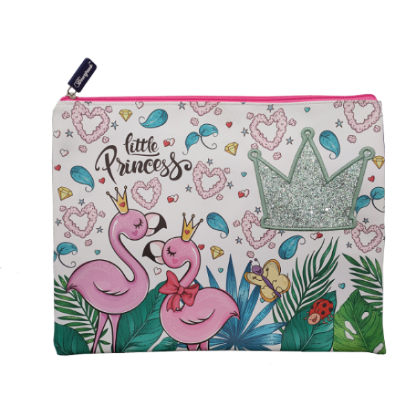 Zippered school folder A4+ "Bourgeois" /WB-1945-A4/ "Flamingo" soft, 1 section, PU (1/60)