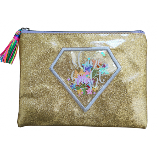 School folder with zipper A5 "Bourgeois" /WB-2030/ "golden" soft, 1 compartment, PU, 21x15 cm (1/120)