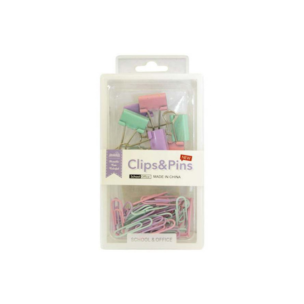 Stationery set "WB" /2066/ binder 19mm-6pcs, paper clips 25mm - 40pcs, mix3 (1/24)