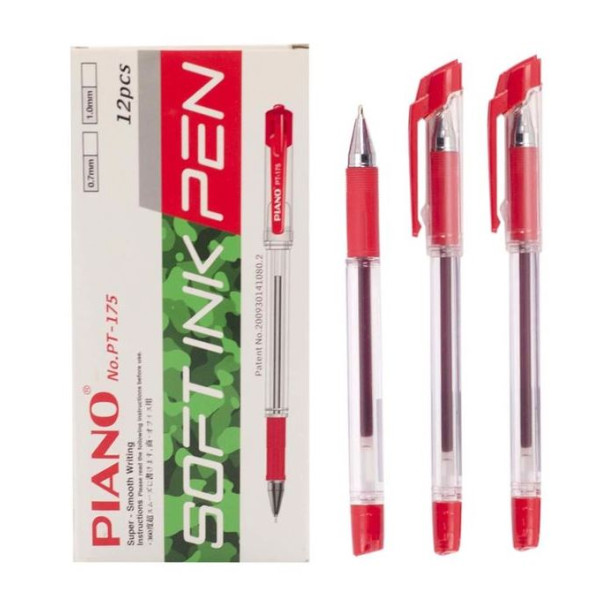 Oil pen "PIANO" /РТ-175_rd/ "4км" 0.7mm, red, grip (12/144)