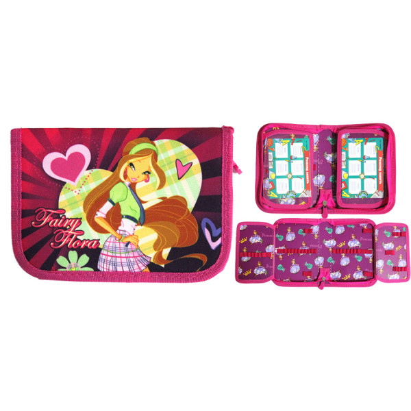 Pencil case "Leader" /930413/, 1 part., 2 flaps. EMPTY, "Fairy Flora", (1/100)