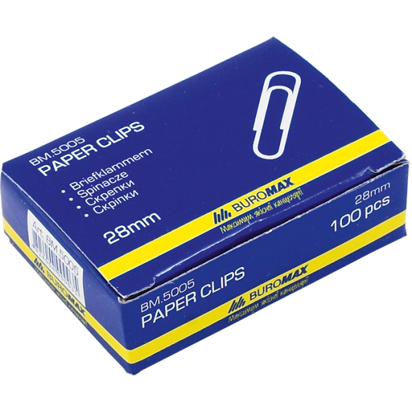 Clip "BuroMAX" /BM 5005/ 28 mm (100 pcs) round nickel (10)