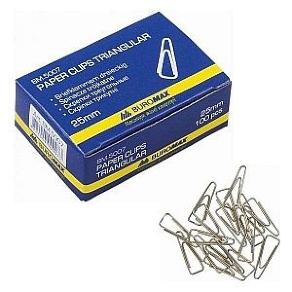 Paper clip "BuroMAX" /BM 5007/ 25 mm (100 pcs) triangle. nickel (10)