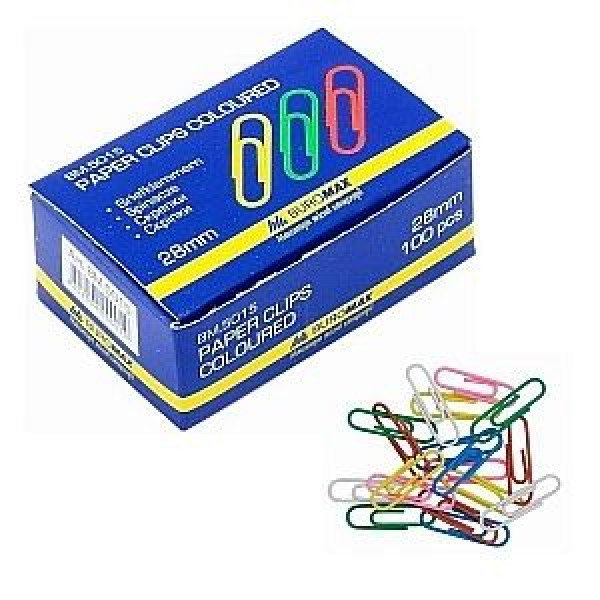 Paper clip "BuroMAX" /BM 5015/ 28 mm (100 pcs) round colored (10)