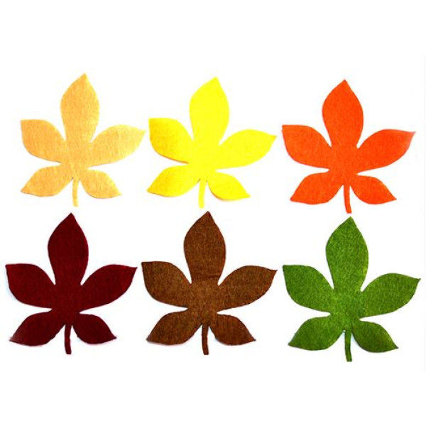 Blank "Diamond handles" /120116/ Chestnut leaves made of felt, 10 cm, 6 pcs /pack.