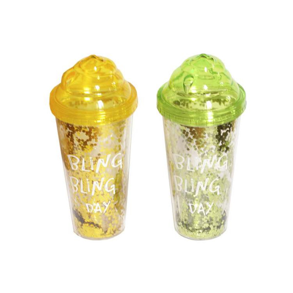 Smoothie glass "WB" /AP1333/ made of pipes. 2-on a wall of glitter. Mix5 380 ml (1/60)