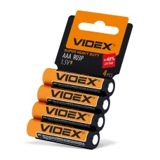 Батарейка "Videx" /R03/423/ 4shrink сольова, 1,5V, мізинчик (4/40) Батарейка "Videx" /R03/423/ 4shrink сольова, 1,5V, мізинчик (4/40)