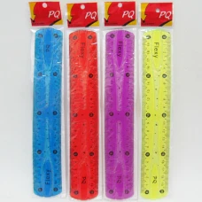 Лінійка 20см пл. "JO" /3427-20/ "Flex" силіконова гнучка, прозора кольорова (1/24)