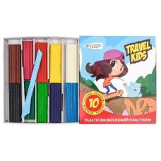 Пластилін "TRAVEL KIDS" восковий 10 кол. /331010/TK/ к/к 120г. (24)