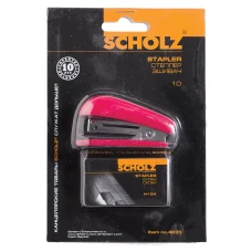 Степлер № 10, +1000 скоб, 8 арк. "SCHOLZ" 4035, 20мм, МІНІ, Червоний (1/24)